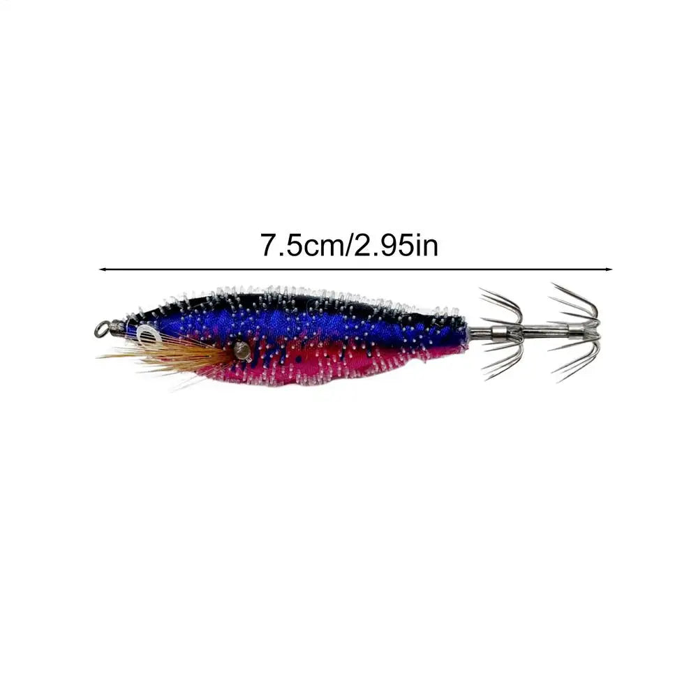 Squid Jigs Saltwater 3D Fishing Lure, Hooks Glow in the Dark, Animated Squid Lures Shrimp Bait, Deep Sea Night Fishing Lures