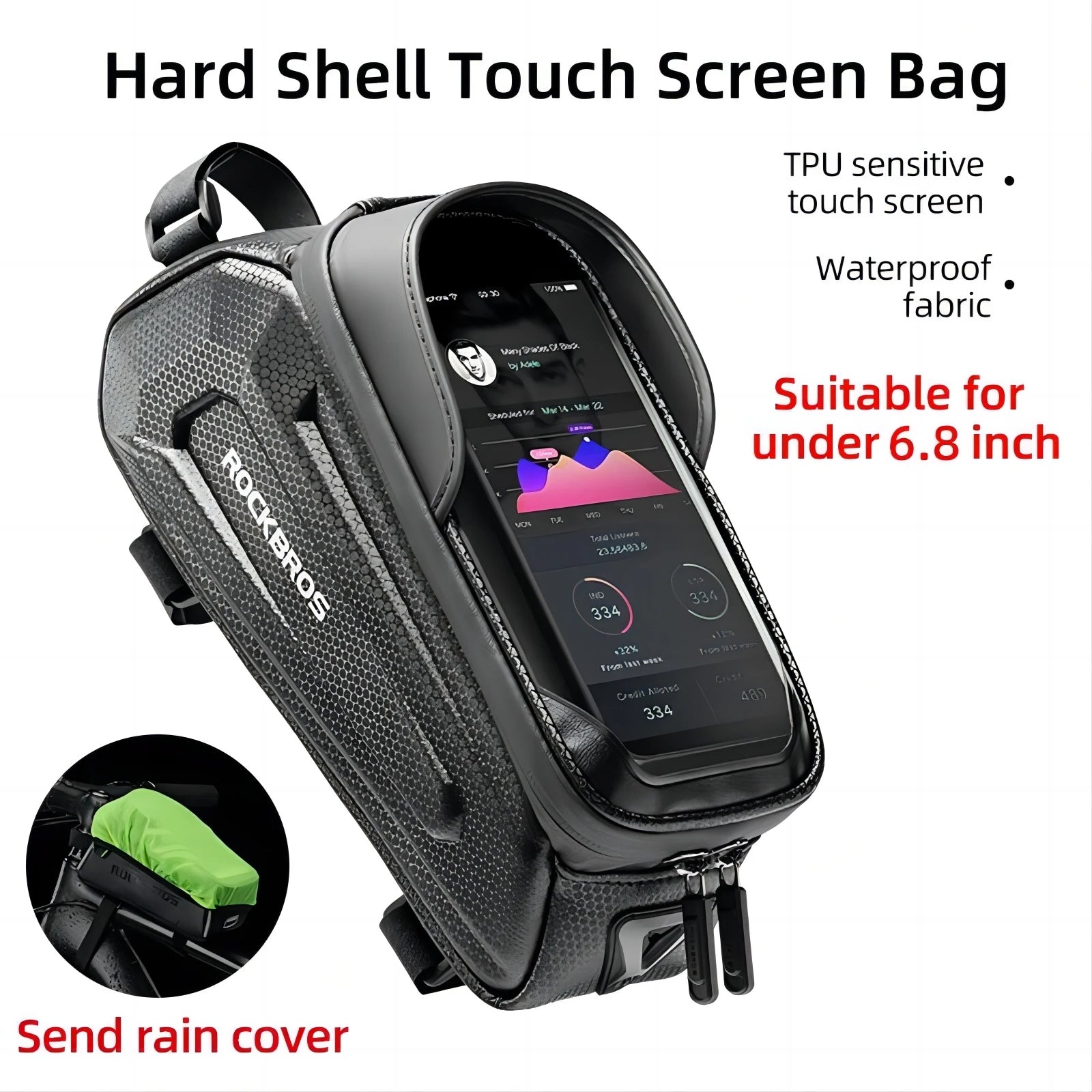 ROCKBROS Bicycle Waterproof  Bag  Touch Screen, 6.5 Phone Case, Top Front Cycling Tube Frame MTB Road Bike Bag ,  Bike Accessories