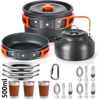 Camping Cookware set, 2-3 people set, Non-stick assorted pots, Travel Tableware Outdoor Picnic & Teapot