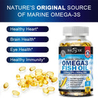 Fish Oil Omega 3 Contains EPA 1200mg & DHA 900mg - for Joints, Eyes, Cognitive Supplement, Non-GMO, Gluten Free