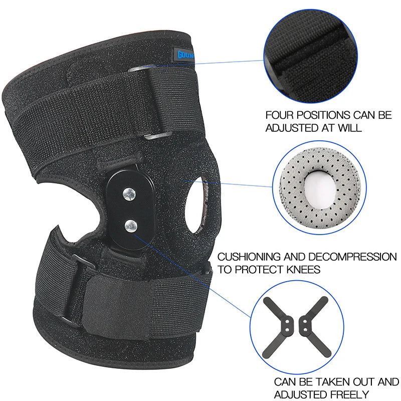 Adjustable Hinged Knee Brace Support Wrap for Meniscus Tear