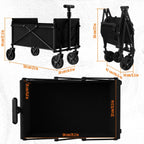 4-Wheel Foldable Garden Handcart | Heavy-Duty Cargo Transport w/ One-Hand Carry | Easy Storage